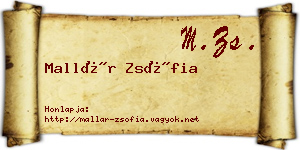 Mallár Zsófia névjegykártya
